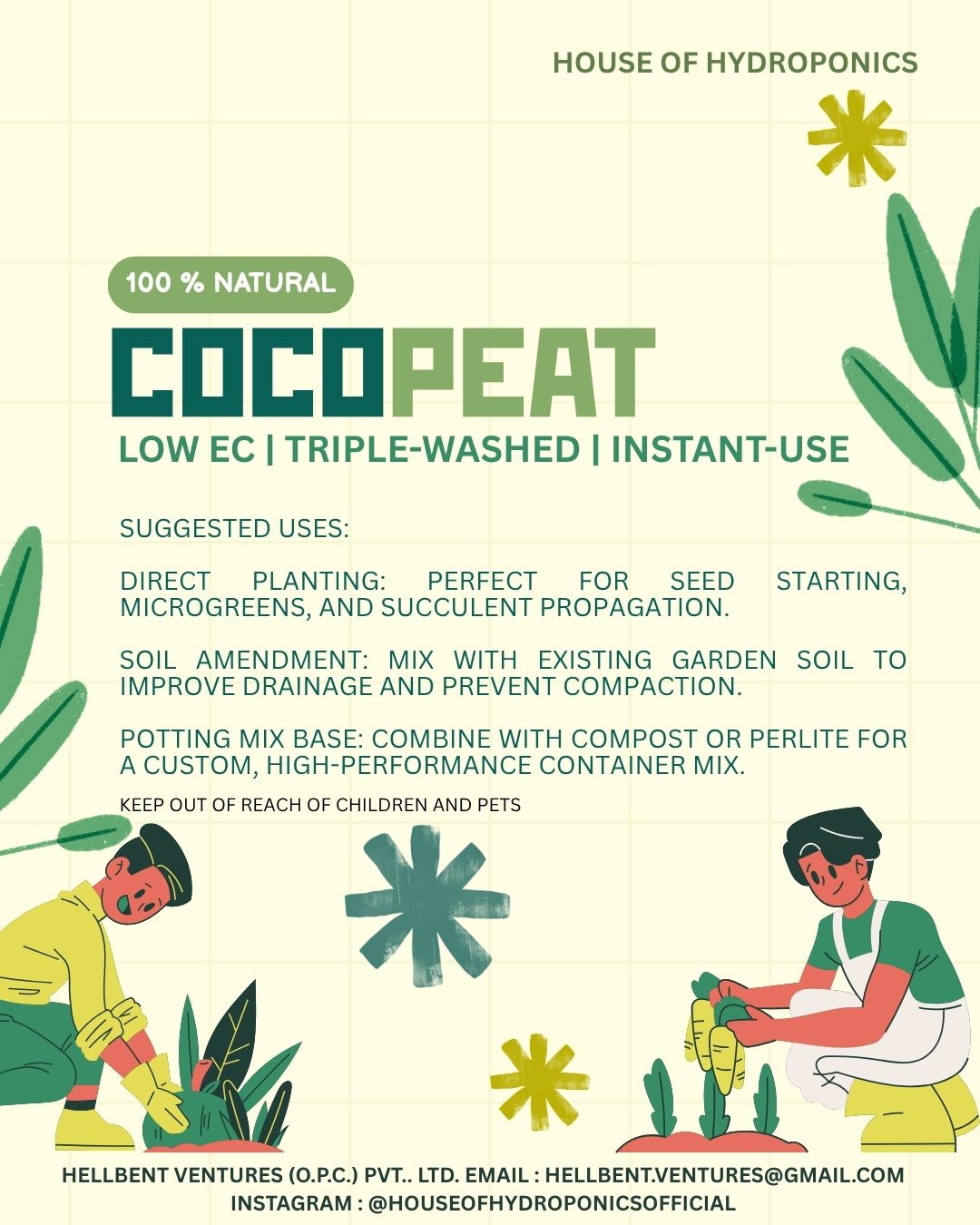 Cocopeat 500g | Premium Coconut Coir Growing Medium with Neutral pH | Ideal for Seed Germination, Indoor Plants & Home Gardening