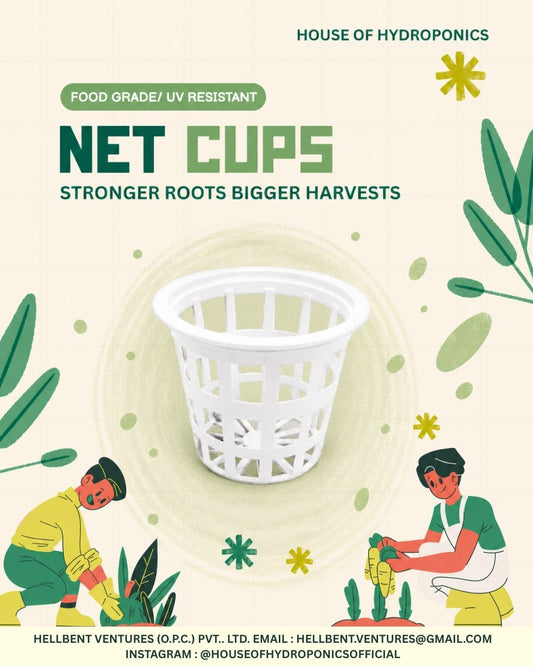 50MM Net Cups for Hydroponics (Pack of 20) | Food-Grade BPA-Free Virgin Plastic Net Cups for DWC, NFT, Aquaponics & Hydroponic Gardening