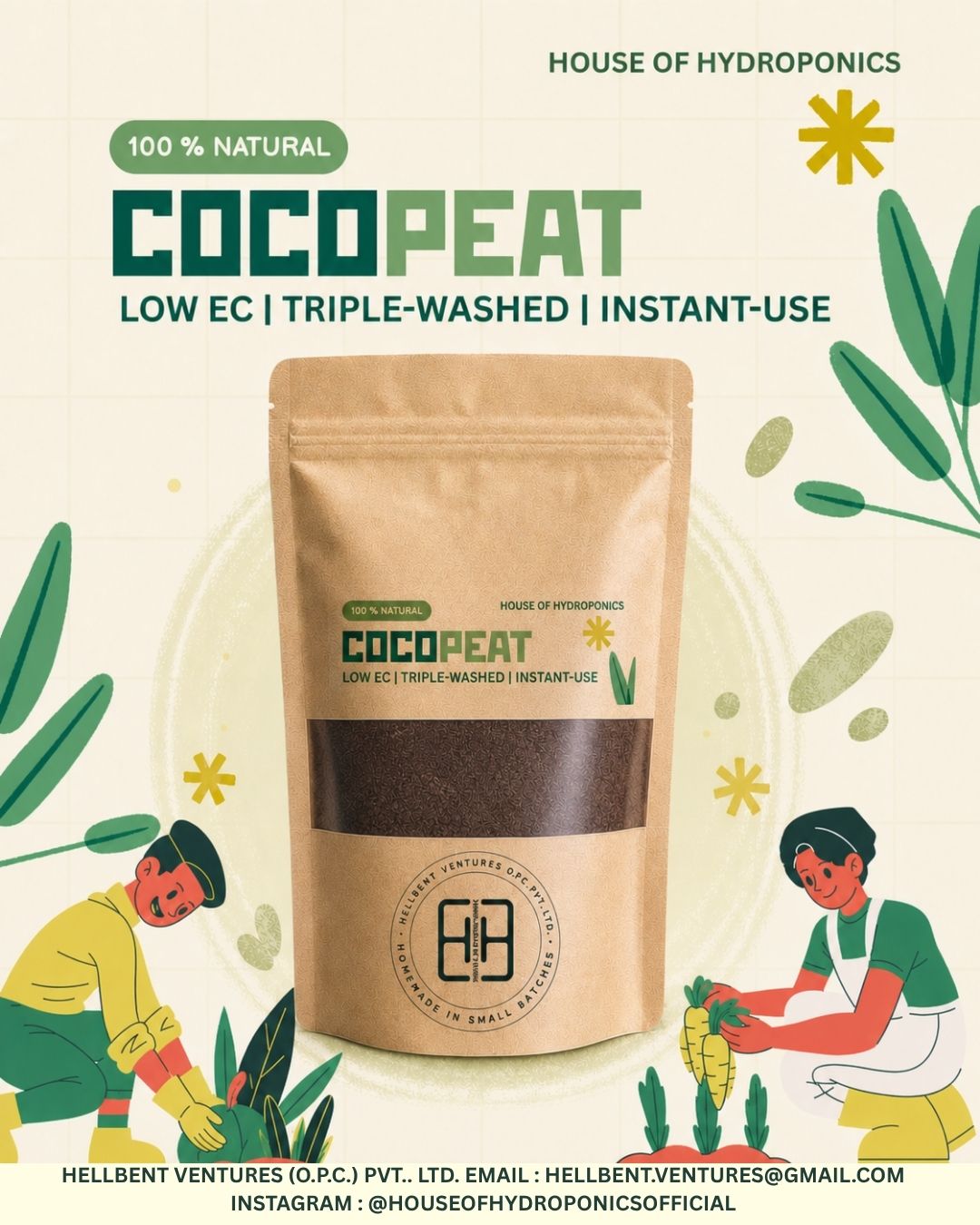 Cocopeat 500g | Premium Coconut Coir Growing Medium with Neutral pH | Ideal for Seed Germination, Indoor Plants & Home Gardening
