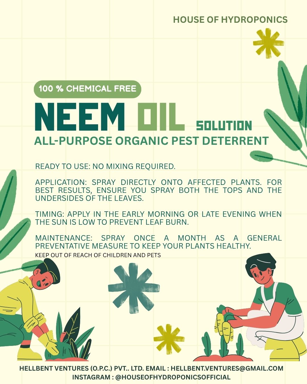 Neem Oil Spray 500ml | Ready-to-Use Natural Pest Repellent | Chemical-Free Plant Protection for Indoor & Outdoor Plants | Controls Aphids, Mealybugs & Fungal Issues