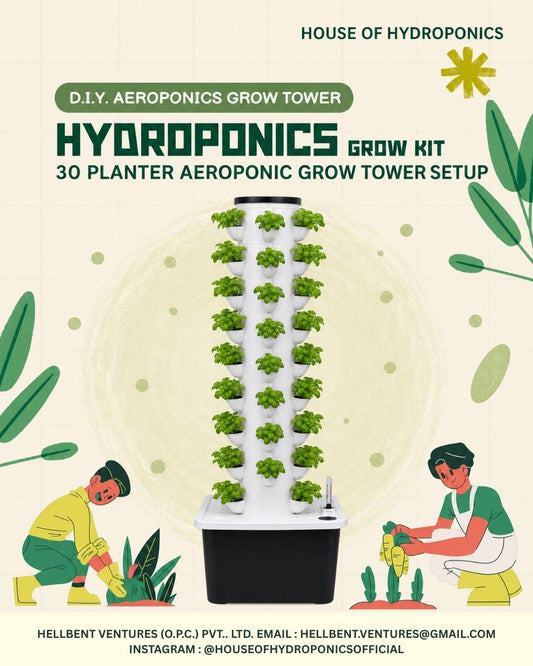 DIY Hydroponics Grow Tower Kit 3 with Hydroponic Nutrients & Growing Media | Vertical Aeroponics Tower Gardening System for Indoor & Balcony Plants