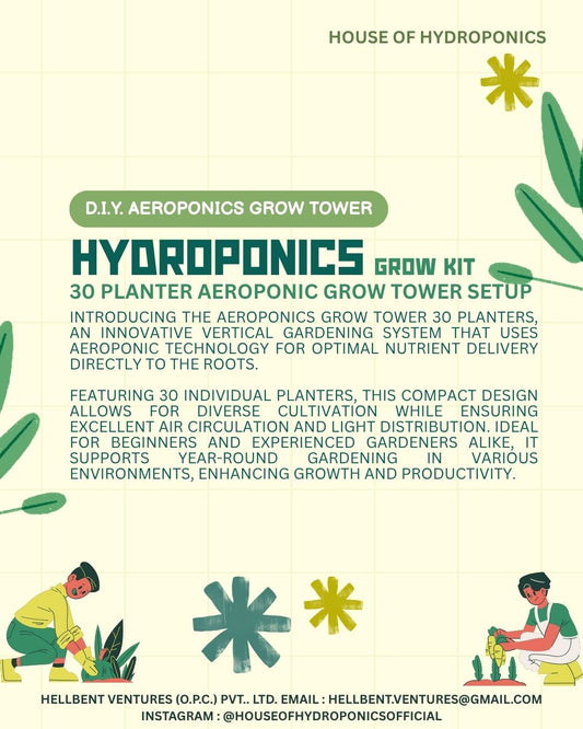 DIY Hydroponics Grow Tower Kit 3 with Hydroponic Nutrients & Growing Media | Vertical Aeroponics Tower Gardening System for Indoor & Balcony Plants